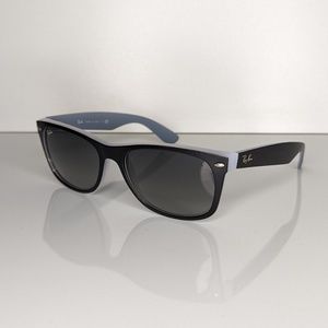Ray-Ban New Wayfarer Unisex Matte Black on Blue RB2132 6309/71 55[]18 145 3N